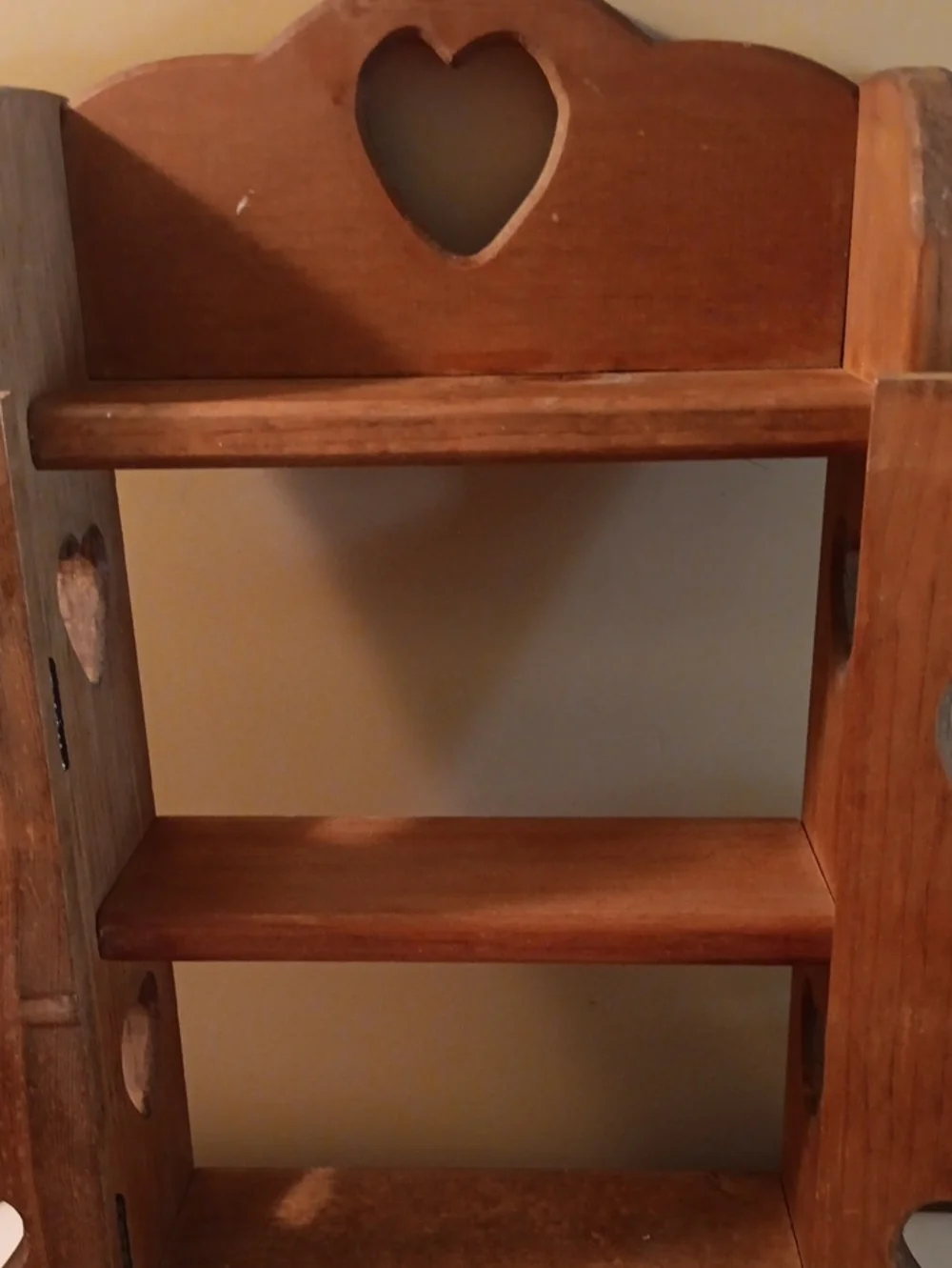Vintage Handcrafted Wooden Heart Cut-Out Wall Cabinet